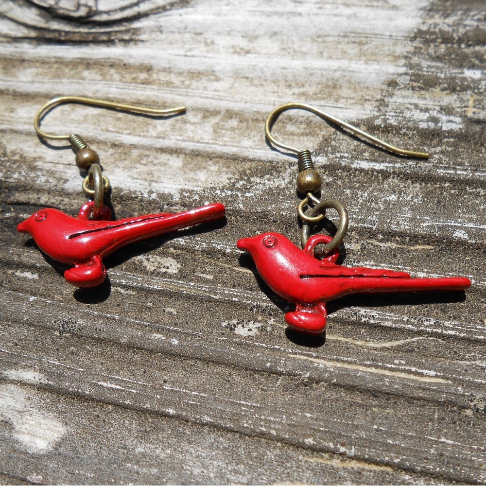 New Red Bird Earrings Cardinal Earrings Cardinal Bird Jewelry Bird Charm Earring